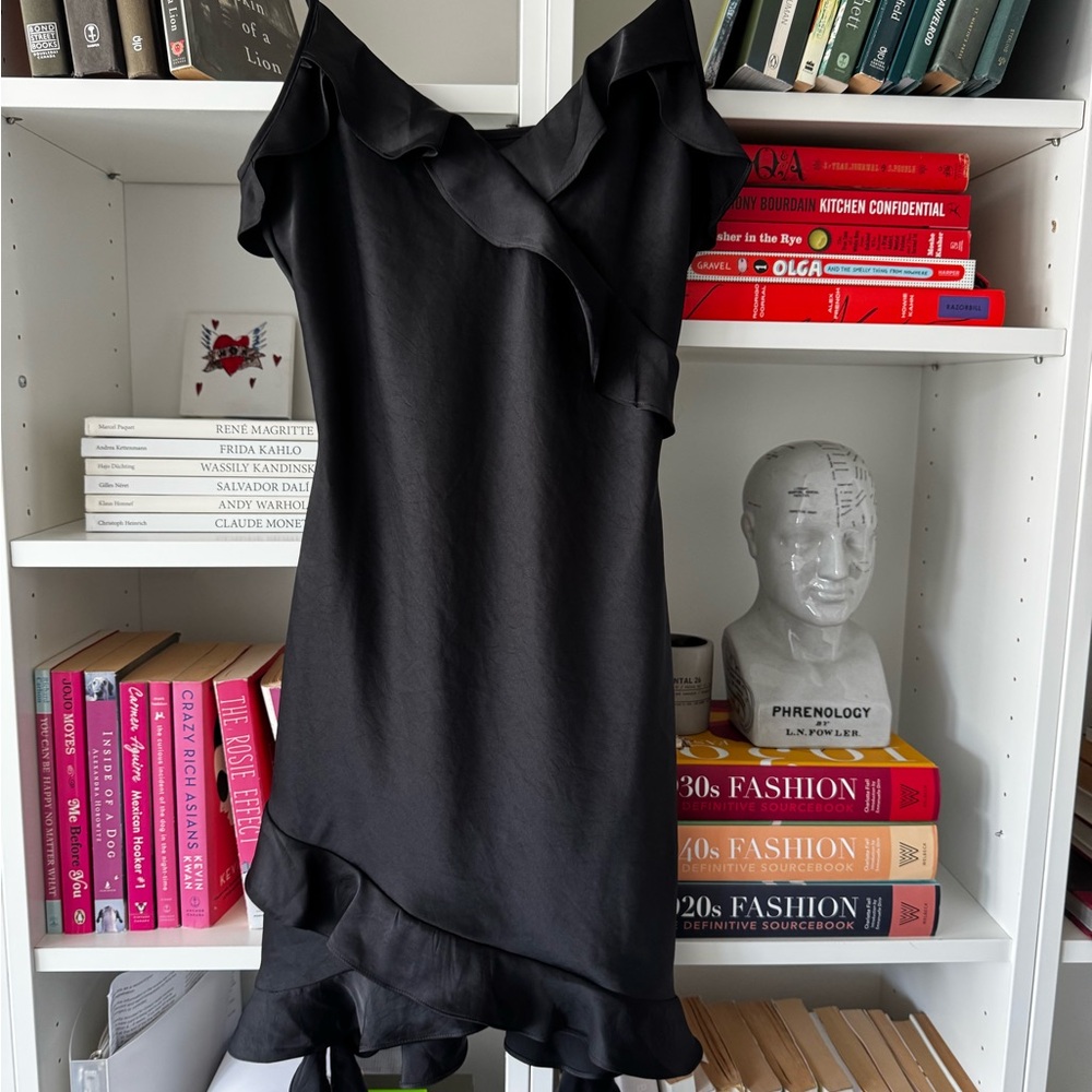 Aritzia Black Asymmetrical Flutter Sleeve Cocktail Dress